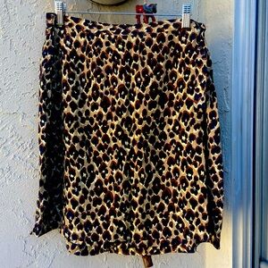Vintage Halston Leopard Print Silk Wrap Skort